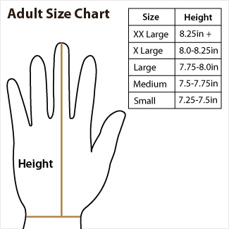 Adult Batting Glove Size Chart